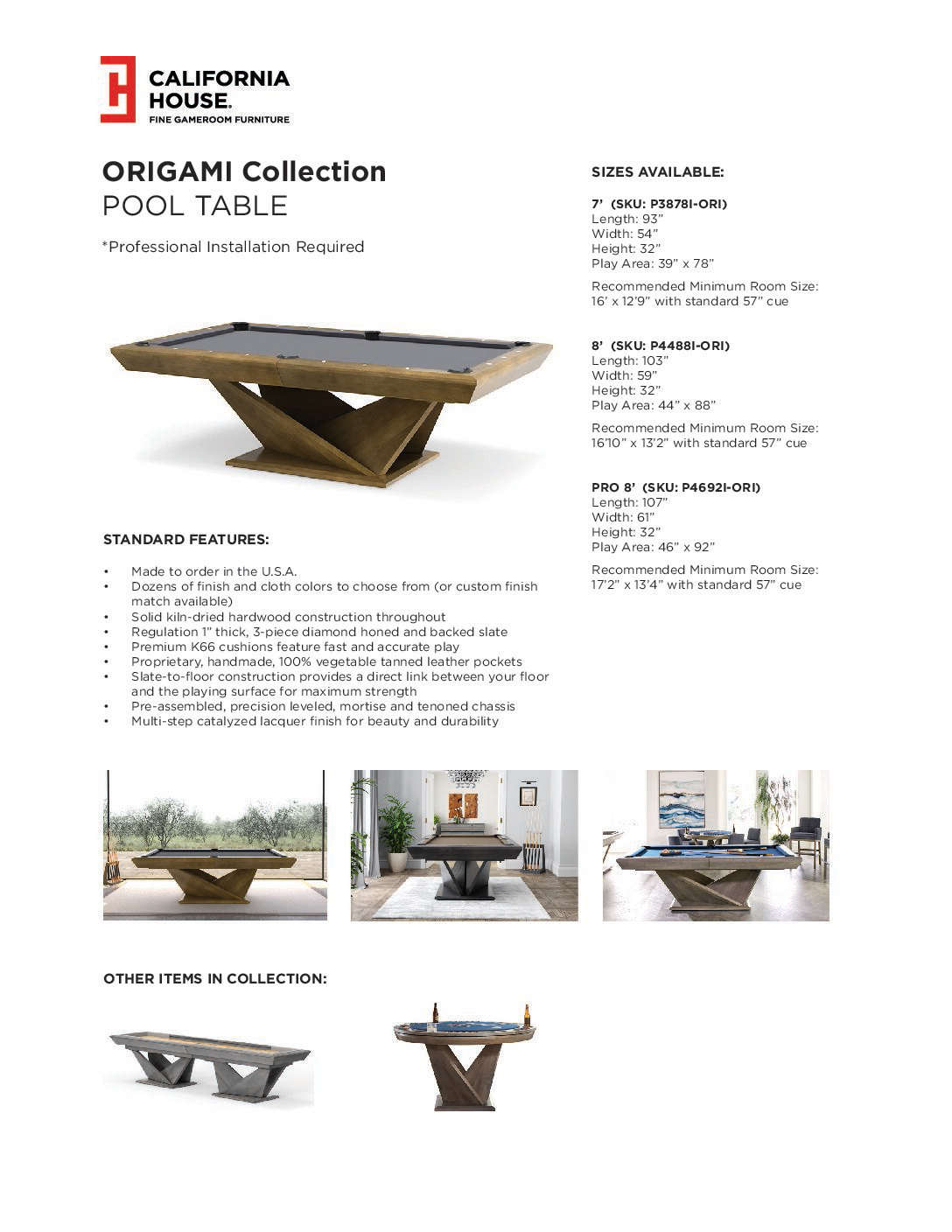 Origami Pool Table Tear Sheet indd